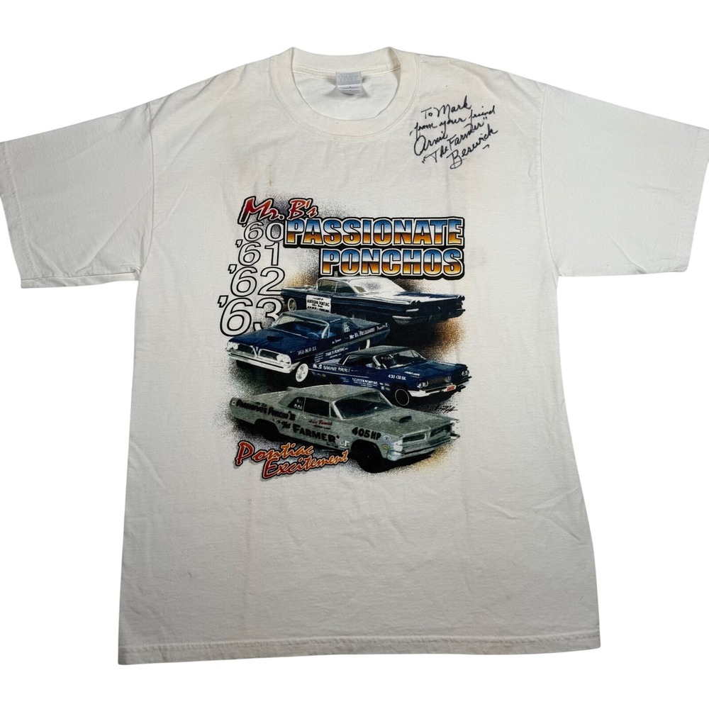 Vintage Arnie The Farmer Beswick Passionate Ponchos Pontiac Racing T-Shirt L